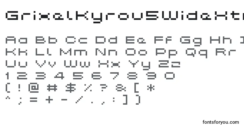 Czcionka GrixelKyrou5WideXtnd – alfabet, cyfry, specjalne znaki