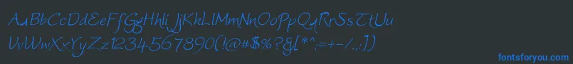 Worstveld Sling Extra Oblique Font – Blue Fonts on Black Background