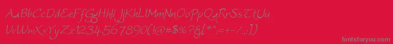 Worstveld Sling Extra Oblique-Schriftart – Graue Schriften auf rotem Hintergrund