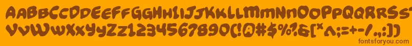 Weitere Informationen zur Funnypagesfunk-Schriftart Funnypagesfunk-Schriftart – Braune Schriften auf orangefarbenem Hintergrund