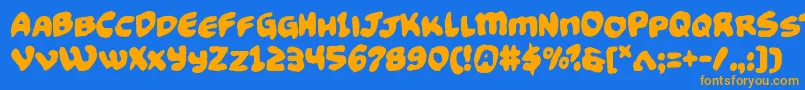 Funnypagesfunk-Schriftart – Orangefarbene Schriften auf blauem Hintergrund