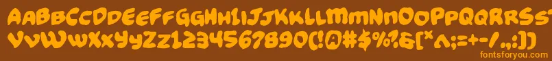 Weitere Informationen zur Funnypagesfunk-Schriftart Funnypagesfunk-Schriftart – Orangefarbene Schriften auf braunem Hintergrund