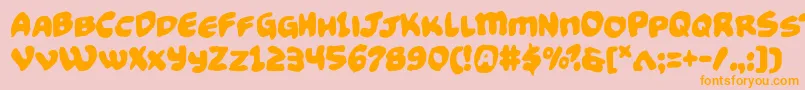 Funnypagesfunk-Schriftart – Orangefarbene Schriften auf rosa Hintergrund