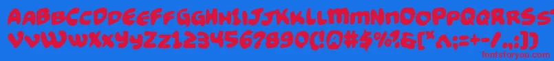 Weitere Informationen zur Funnypagesfunk-Schriftart Funnypagesfunk-Schriftart – Rote Schriften auf blauem Hintergrund