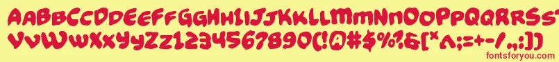 Funnypagesfunk Font – Red Fonts on Yellow Background