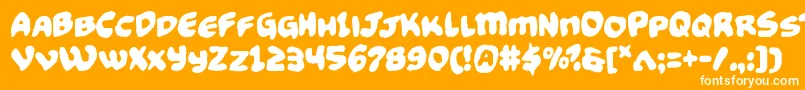 Funnypagesfunk-Schriftart – Weiße Schriften auf orangefarbenem Hintergrund