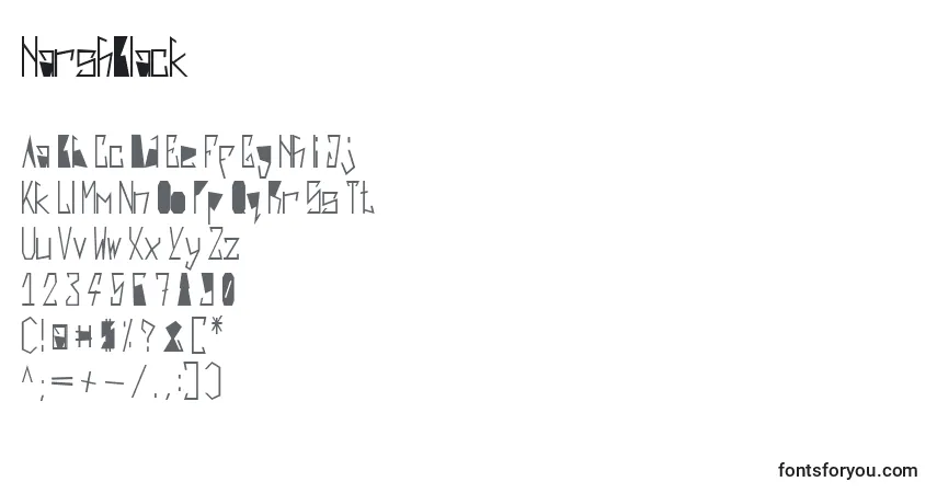Czcionka HarshBlack – alfabet, cyfry, specjalne znaki