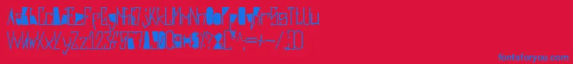 HarshBlack-Schriftart – Blaue Schriften auf rotem Hintergrund