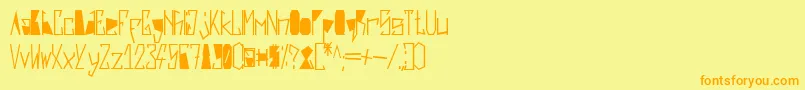 フォントHarshBlack – オレンジの文字が黄色の背景にあります。