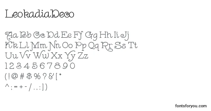 A fonte LeokadiaDeco – alfabeto, números, caracteres especiais