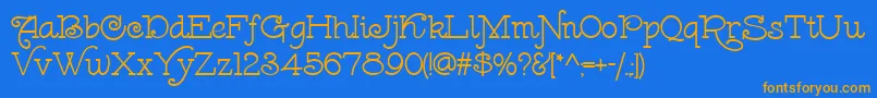 LeokadiaDeco Font – Orange Fonts on Blue Background