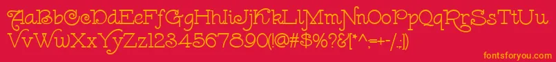 LeokadiaDeco Font – Orange Fonts on Red Background