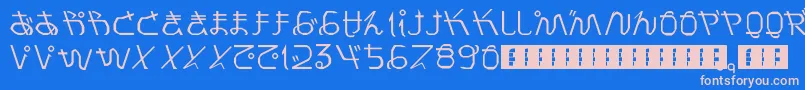 Czcionka PrayForJapan – różowe czcionki na niebieskim tle