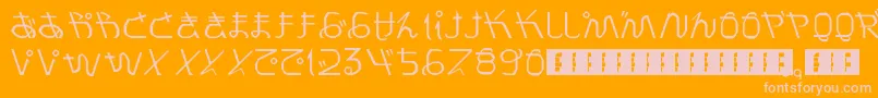 PrayForJapan-fontti – vaaleanpunaiset fontit oranssilla taustalla