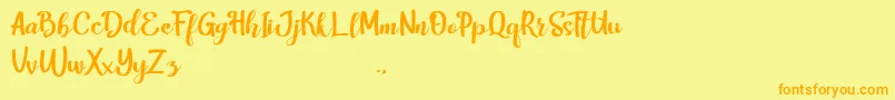 HarleyScriptRegular Font – Orange Fonts on Yellow Background