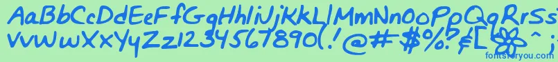 Bunnigirlshandyoff-fontti – siniset fontit vihreällä taustalla
