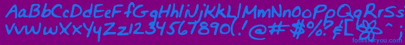 フォントBunnigirlshandyoff – 紫色の背景に青い文字