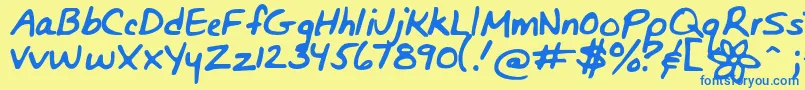 Bunnigirlshandyoff Font – Blue Fonts on Yellow Background