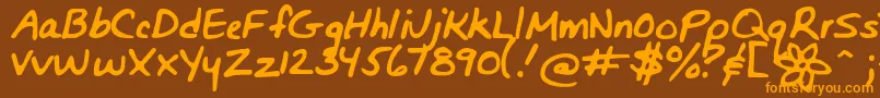 Bunnigirlshandyoff Font – Orange Fonts on Brown Background