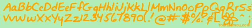 Bunnigirlshandyoff Font – Orange Fonts on Green Background