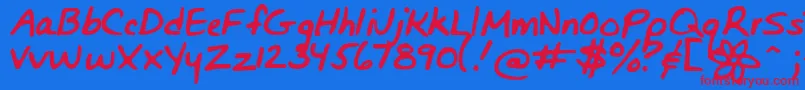 Bunnigirlshandyoff Font – Red Fonts on Blue Background