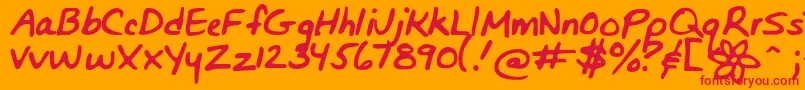 Bunnigirlshandyoff Font – Red Fonts on Orange Background