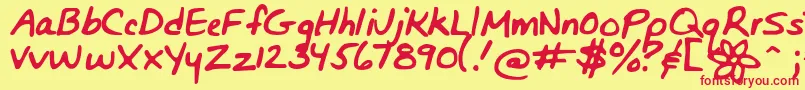 Bunnigirlshandyoff Font – Red Fonts on Yellow Background