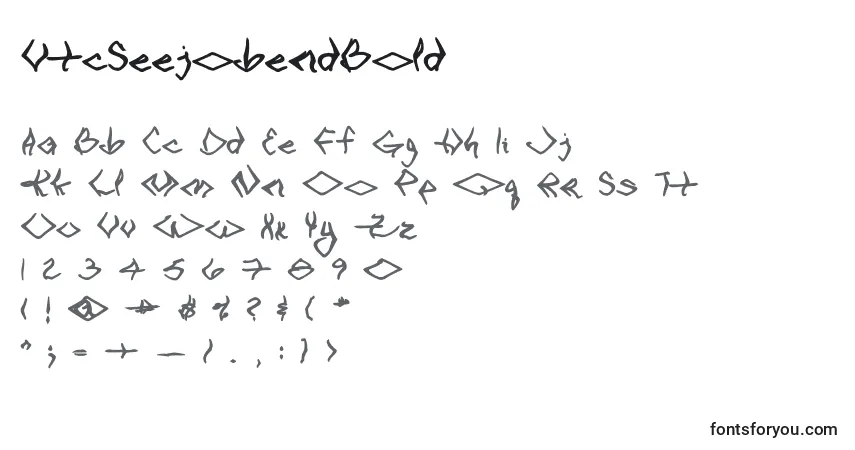 A fonte VtcSeejobendBold – alfabeto, números, caracteres especiais