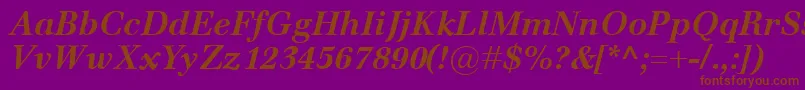 フォントEmonaBolditalic – 紫色の背景に茶色のフォント
