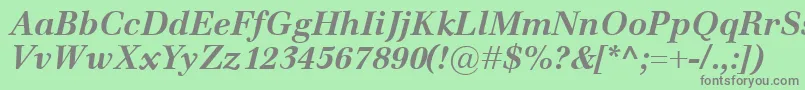 Fonte EmonaBolditalic – fontes cinzas em um fundo verde