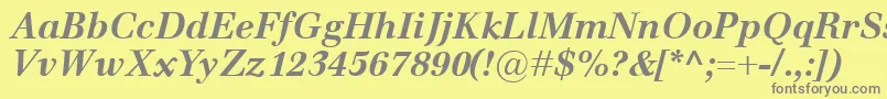 Fonte EmonaBolditalic – fontes cinzas em um fundo amarelo