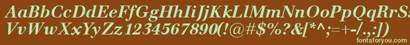 EmonaBolditalic-fontti – vihreät fontit ruskealla taustalla