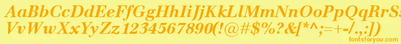 Fonte EmonaBolditalic – fontes laranjas em um fundo amarelo