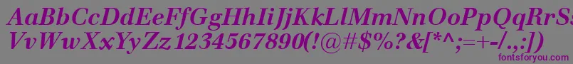 EmonaBolditalic-fontti – violetit fontit harmaalla taustalla