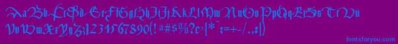 Cancelleresca-fontti – siniset fontit violetilla taustalla