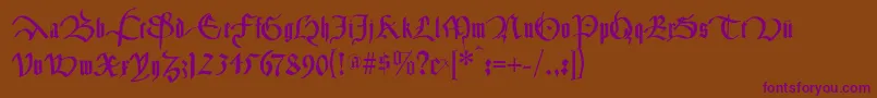 Cancelleresca Font – Purple Fonts on Brown Background