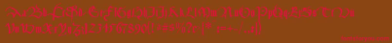 Cancelleresca-Schriftart – Rote Schriften auf braunem Hintergrund