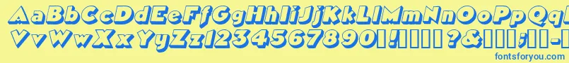 TricorneoutlinesskBolditalic Font – Blue Fonts on Yellow Background