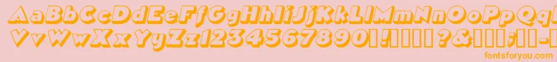 TricorneoutlinesskBolditalic-Schriftart – Orangefarbene Schriften auf rosa Hintergrund