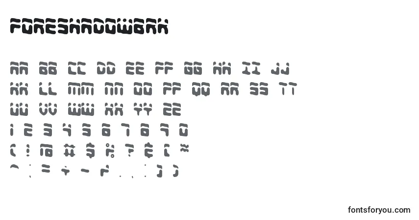 Czcionka ForeshadowBrk – alfabet, cyfry, specjalne znaki