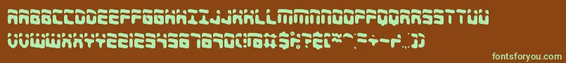 フォントForeshadowBrk – 緑色の文字が茶色の背景にあります。