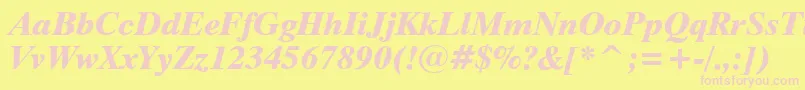 Dutch801ExtraBoldItalicBt-fontti – vaaleanpunaiset fontit keltaisella taustalla
