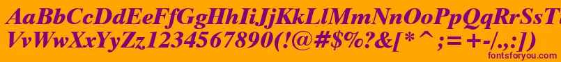 Dutch801ExtraBoldItalicBt-fontti – violetit fontit oranssilla taustalla