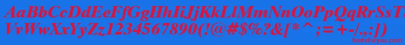 Dutch801ExtraBoldItalicBt-Schriftart – Rote Schriften auf blauem Hintergrund
