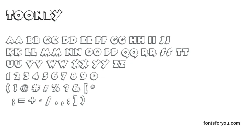 Шрифт Tooney – алфавит, цифры, специальные символы