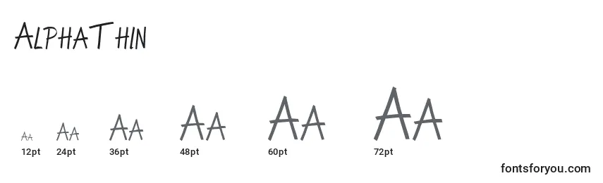 Größen der Schriftart AlphaThin