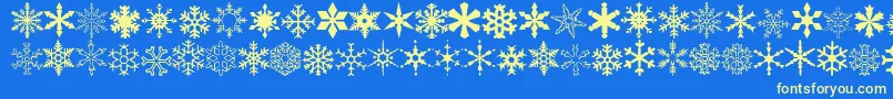 Wwflakes-Schriftart – Gelbe Schriften auf blauem Hintergrund