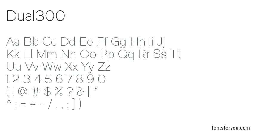 Czcionka Dual300 – alfabet, cyfry, specjalne znaki
