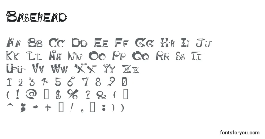 Schriftart Basehead – Alphabet, Zahlen, spezielle Symbole