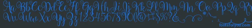Fonte BallerinaScript – fontes azuis em um fundo preto